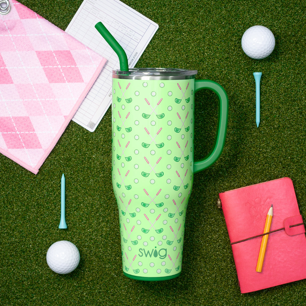 Tee Time Mega Mug 40oz - Large Insulated Coffee Cup with Handle for Golfers, Camping & Office Use