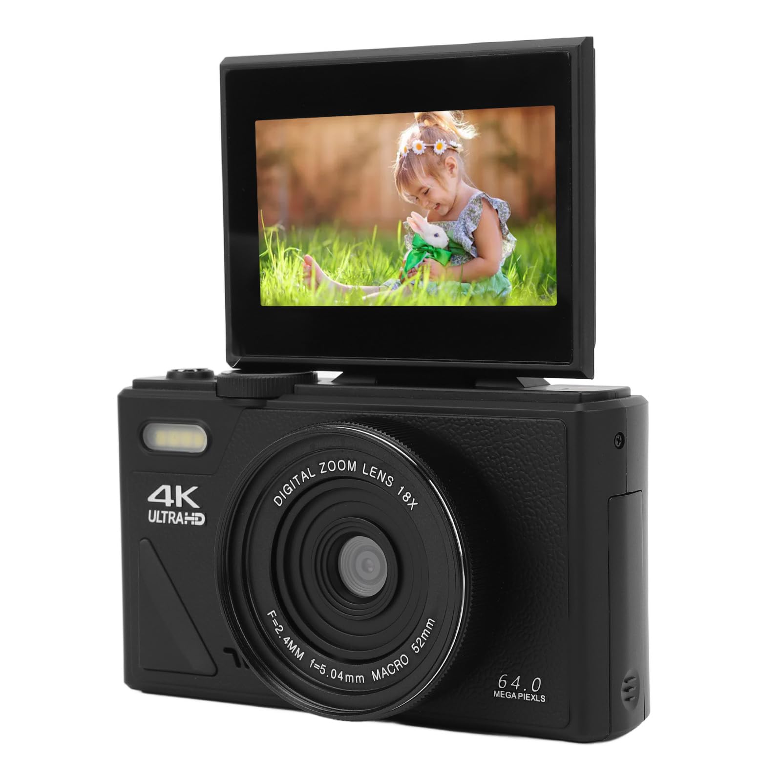 4K UHD 18x Zoom Digital Camera with 3