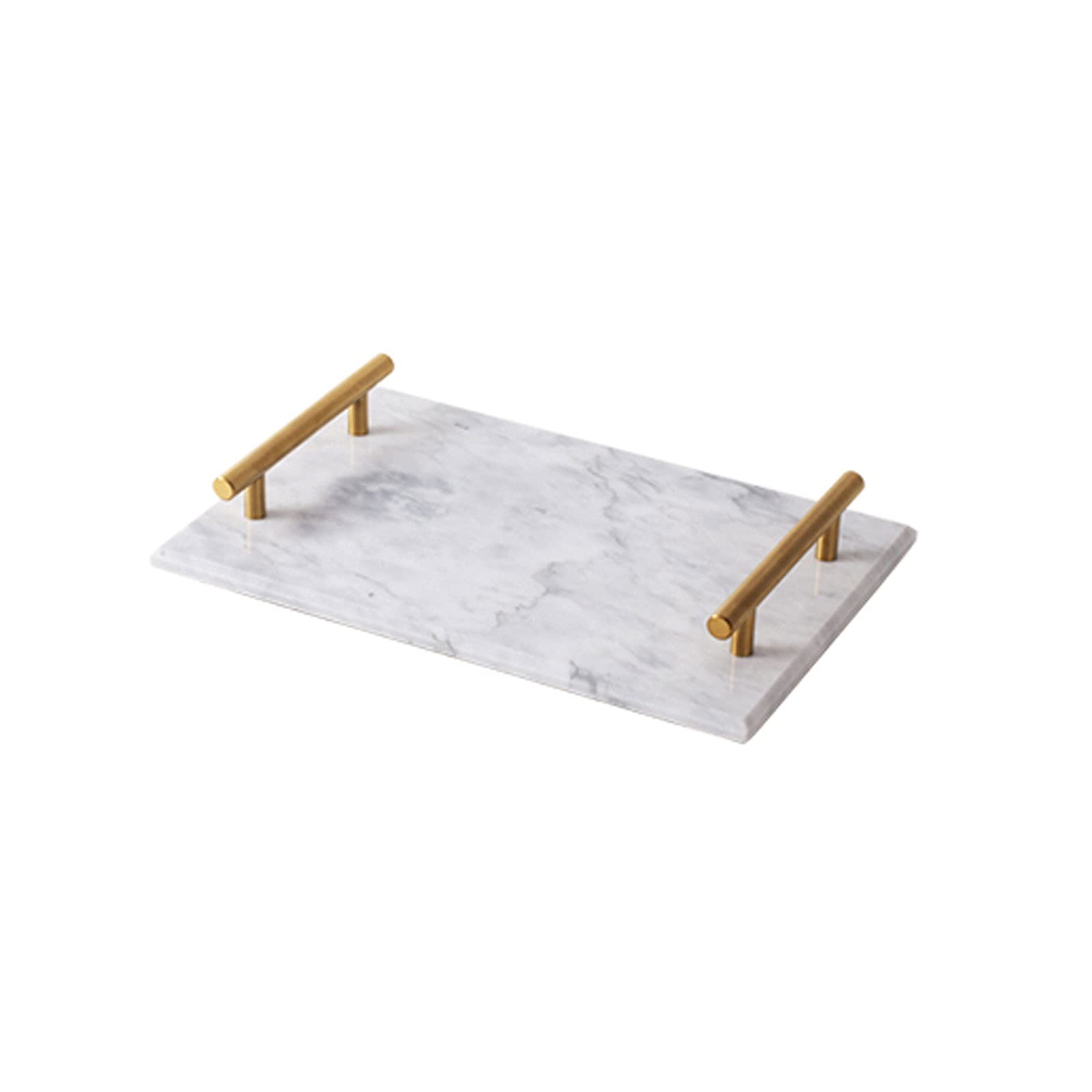 Elegant White Marble Jewelry Tray with Gold Metal Handle - Decorative Vanity Organizer for Bathroom, Dresser & Bedroom | Perfect for Perfume Display, Jewelry Storage & Home Decor