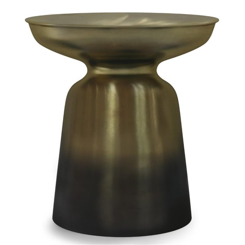 Small Boho End Table - Round Accent Table for Living Room & Bedroom, Narrow Nightstand with Rustic Circle Design, Dark Gold to Black Gradient Copper Finish | Perfect for Sofa Side, Bedside or Telephone Table in Modern & Bohemian Home Decor