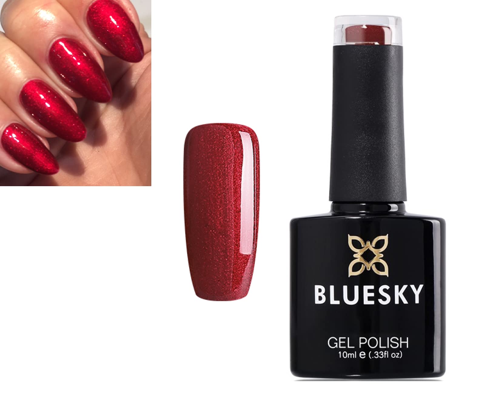 Bluesky Gel Nail Polish - Vibrant Red Tartan Punk Red Color, 10ml Chip-Resistant Long Lasting Nail Lacquer (UV/LED Lamp Required) | Perfect for Punk Fashion, Gothic Style & Holiday Nail Art Designs