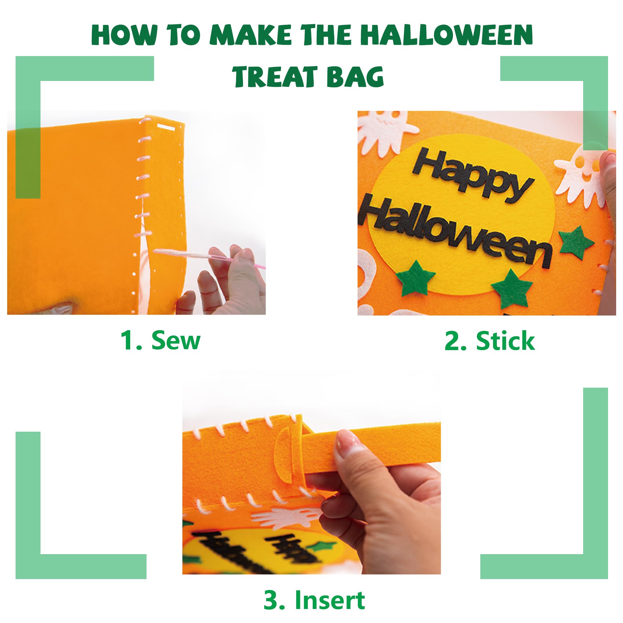 DIY Kids Sewing Kit - Make 6 Felt Trick or Treat Bags | Creative Felt Crafts for Children | Birthday & Halloween Gift for Girls | Perfect for Craft Parties, Homeschool Activities & Creative Play