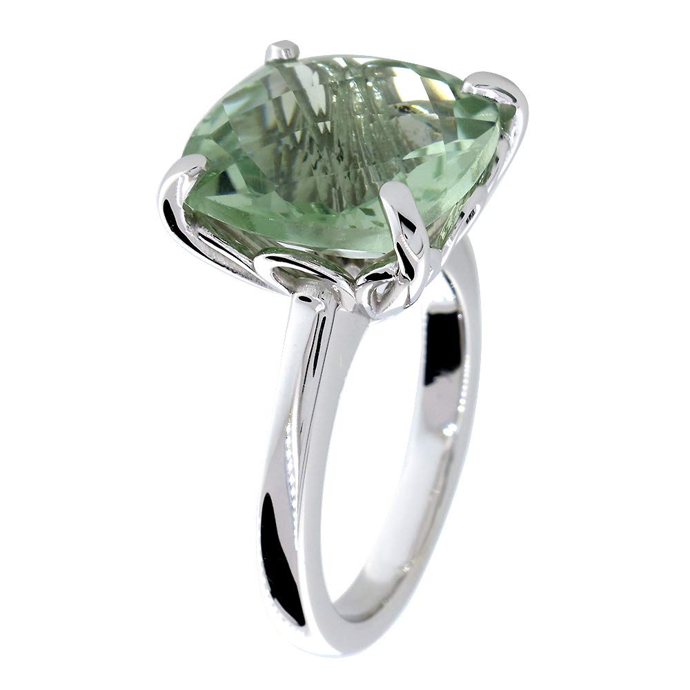 9.67CT Cushion Cut Green Quartz Solitaire Ring - Elegant Statement Jewelry for Weddings, Engagements & Special Occasions