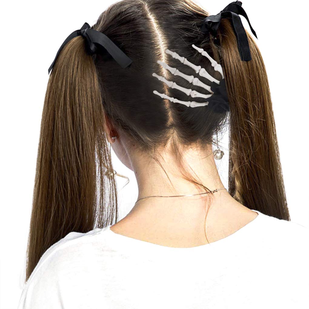 Gothic Punk Style Halloween Skeleton Hair Clips - Skull Hands Bone Claw Hairpins for Women, Devil Claw Barrettes Headwear for Prom Costume & Cosplay - Perfect for Halloween Parties, Gothic Fashion, and Punk Rock Outfits