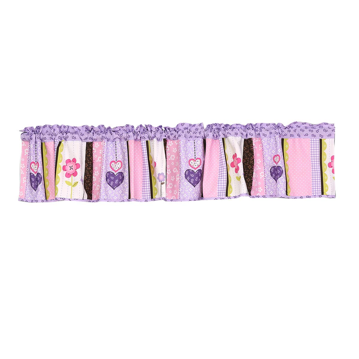 6-Piece Purple Elephant Nursery Crib Bedding Set - Violet Embroidered Elephant Theme Baby Cot Set with Quilt, Fitted Sheet, Skirt, Diaper Bag, Changing Cover & Window Valance (28