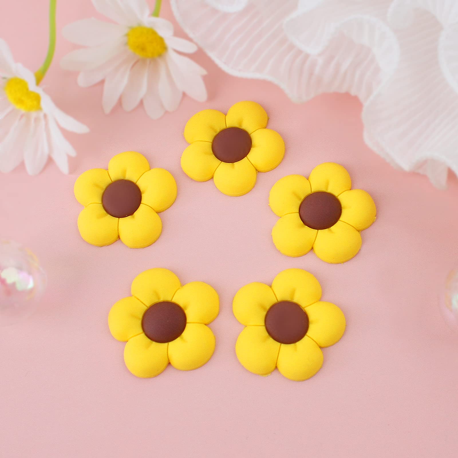 25 Pack Sunflower Cupcake Toppers - Floral Party Decorations for Birthday, Baby Shower & Wedding - Non-Edible Cake Decor Picks for Spring & Summer Events
