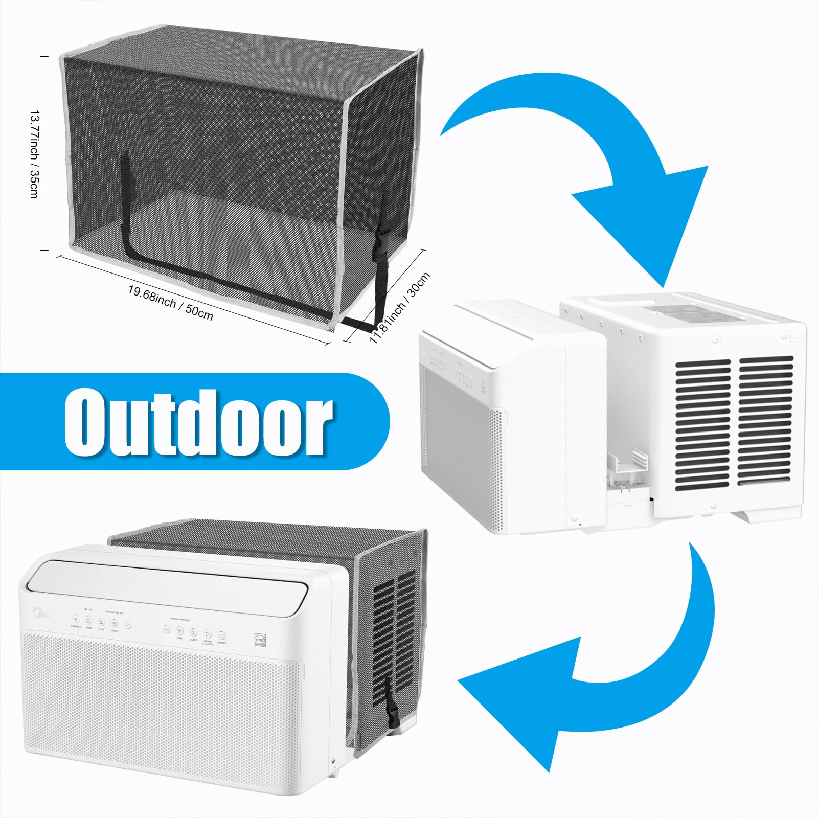 Midea U-Shaped Air Conditioner Bug Screen - Durable Mesh Cover to Prevent Leaves, Insects & Small Animals - Perfect for Home, Office & Outdoor Use