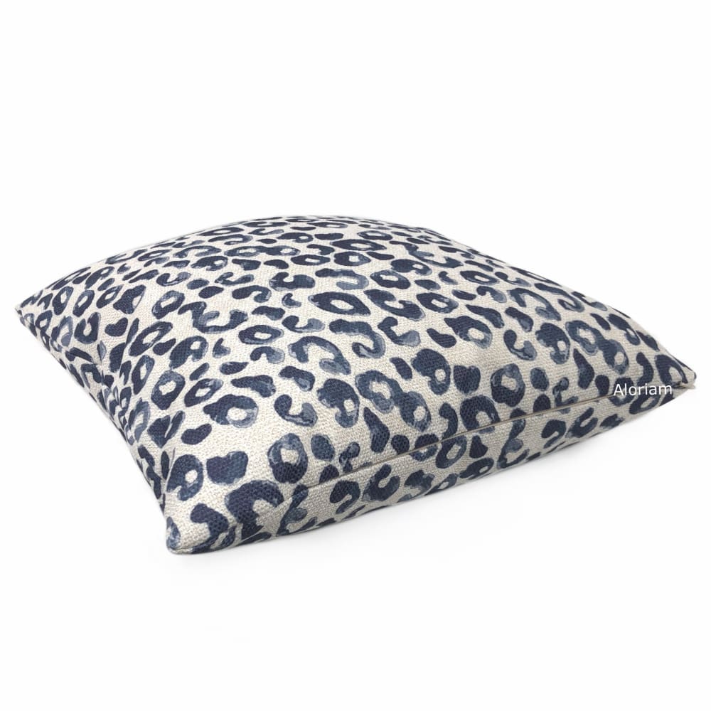 Rex Navy Blue Leopard Print Pillow Cover - Decorative Throw Pillow Case for Sofa, Bed, Couch - 18x18 Inches Home Decor Accent
