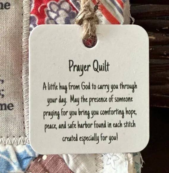 Handmade Prayer Quilt with Cross Design - Individually Sewn Colorful Quilts with Symbolic Poems - Thoughtful Gift for Friends & Family - Perfect for Prayer Time, Comfort & Spiritual Healing