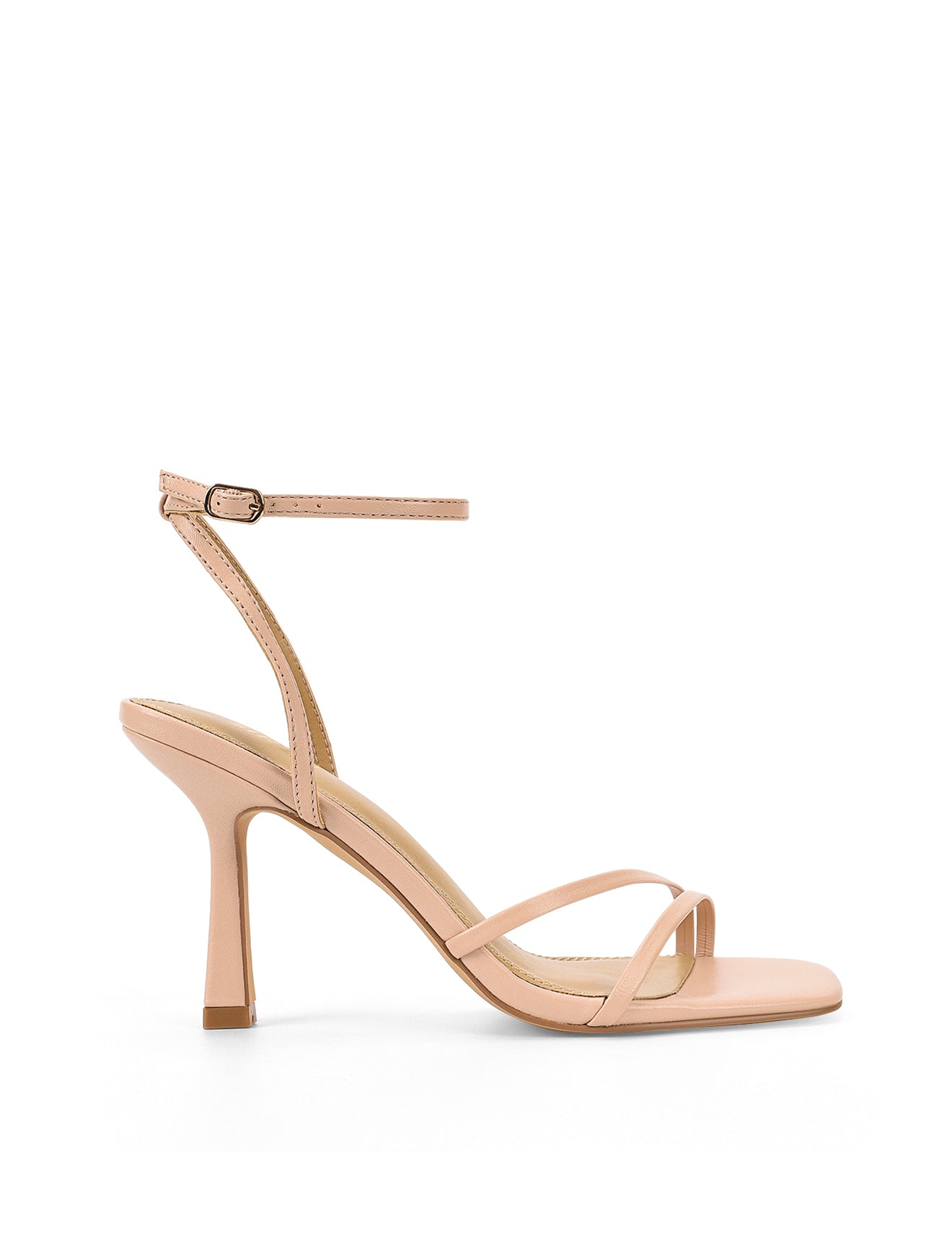 Strappy Heels for Women - Nude Leather High Heels with Ankle Strap | Perfect for Weddings, Parties & Evening Events