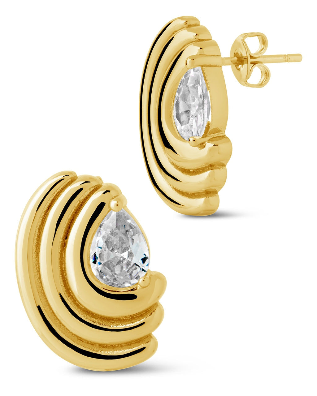 Stylish Kouign Amann CZ Stud Earrings for Women - Sparkling Cubic Zirconia Earrings for Daily Wear & Special Occasions