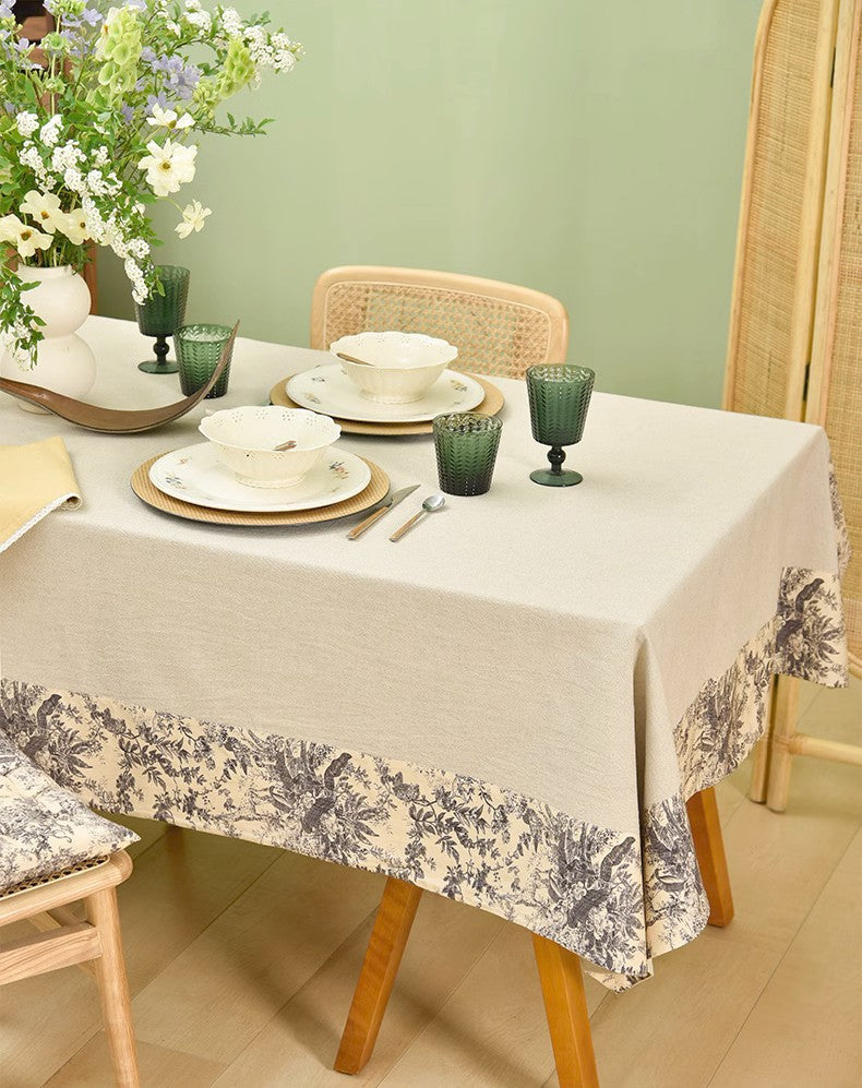 Premium Cotton Linen Rectangle Tablecloth - Washable Dining Table Cover, Modern Kitchen Table Runner, Stylish Coffee Table Protector for Home Decor & Dinner Parties