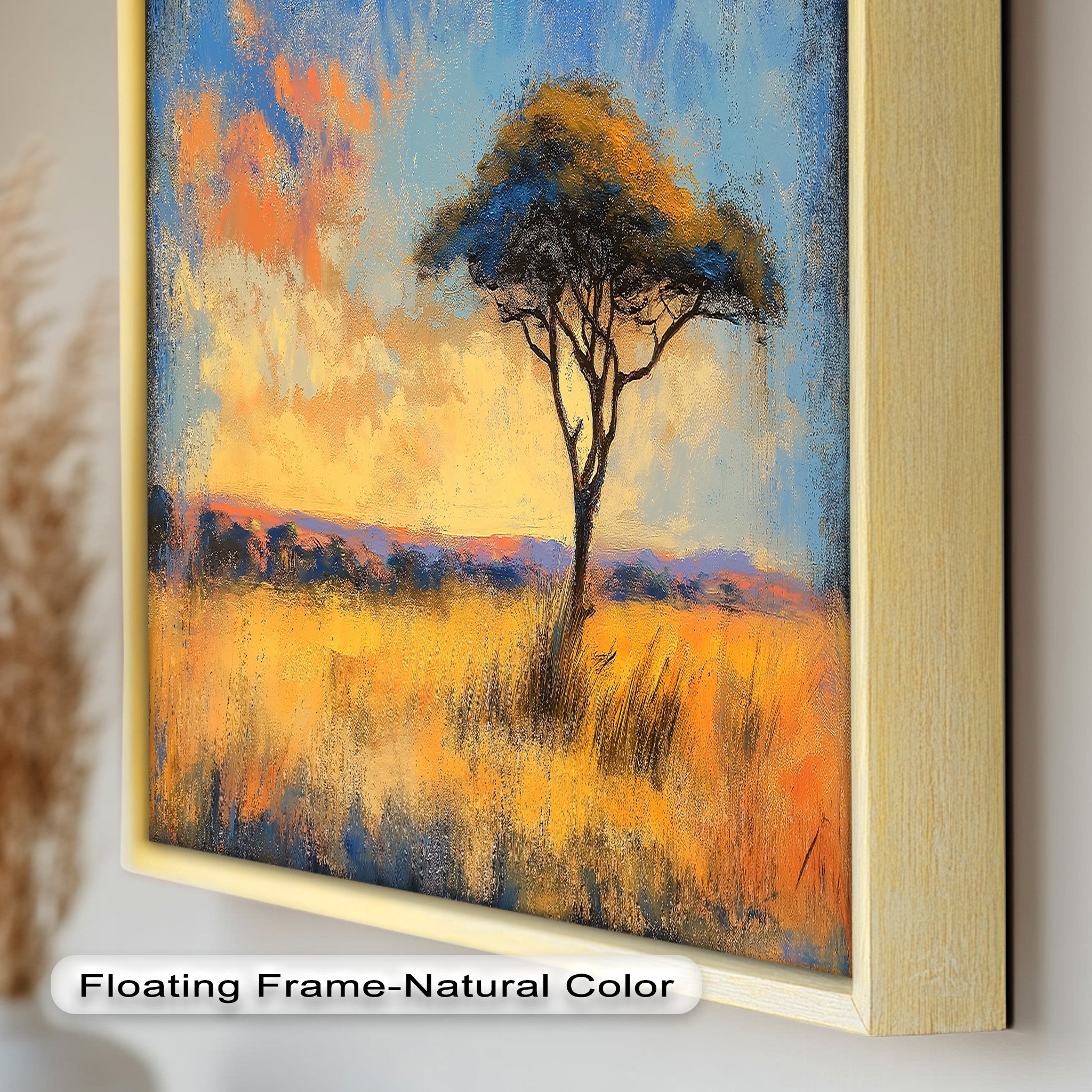 African Savannah Tree Wall Art - Handmade Landscape Oil Painting for Living Room & Bedroom Decor