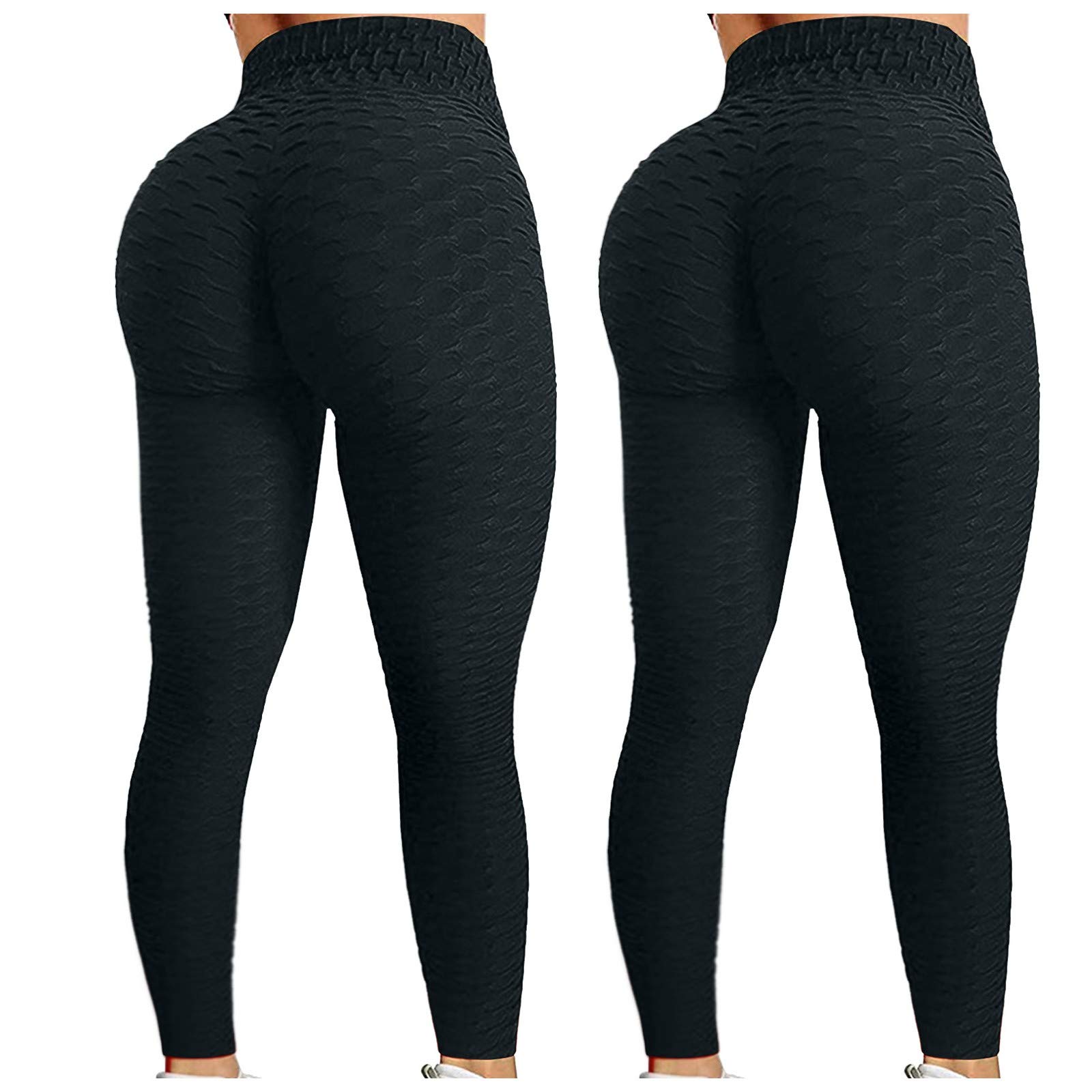 Jovati 2-Pack Women's Jacquard Bubble Yoga Leggings - High Waist Tummy Control Workout Pants for Running, Fitness & Hip Lifting | Perfect for Yoga, Gym & Active Lifestyle