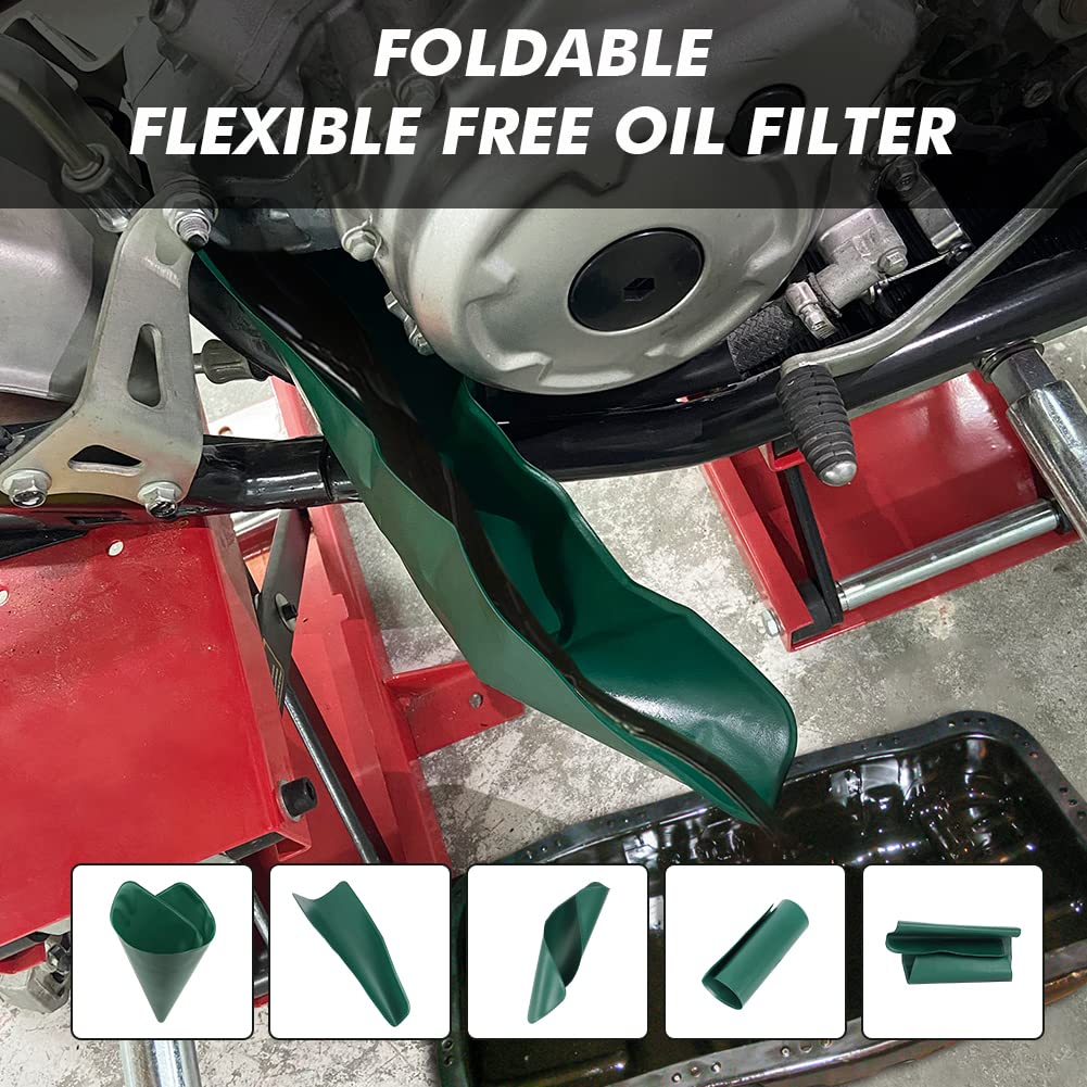 2 Pack Flexible Oil Drain Funnel - Foldable Automotive Funnel for Cars, Trucks, Motorcycles, Lawn Mowers (14.5