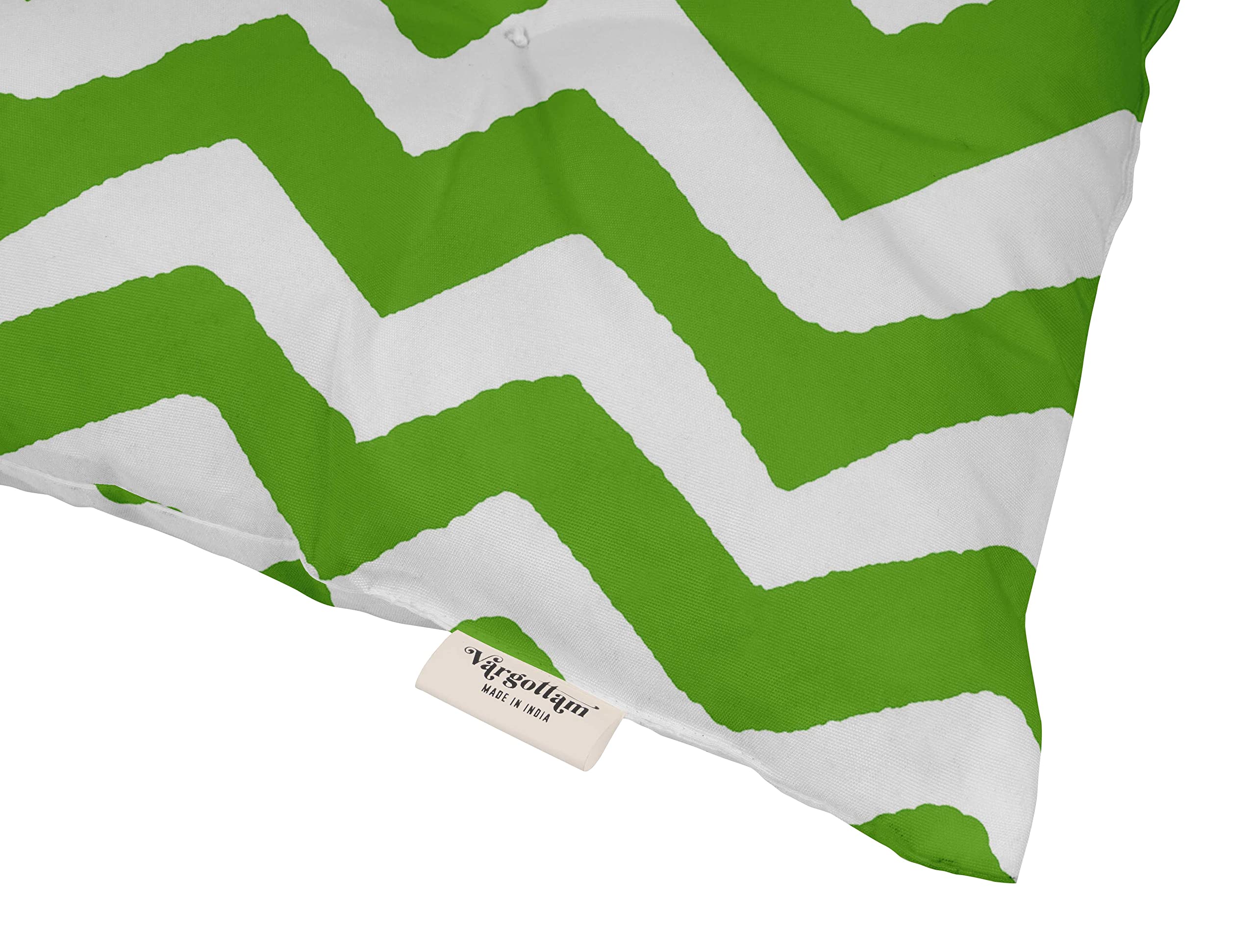 Water Resistant Indoor/Outdoor Tufted Square Patio Cushion Set of 2 - 19-Inch Green Chevron Printed Seat Cushions for Garden, Poolside & Deck Furniture | Durable & Weatherproof