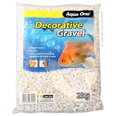 Aqua One White Aquarium Gravel - 2KG for Fish Tank, Planted Aquarium & Decorative Landscaping - Natural Substrate for Freshwater & Saltwater Tanks