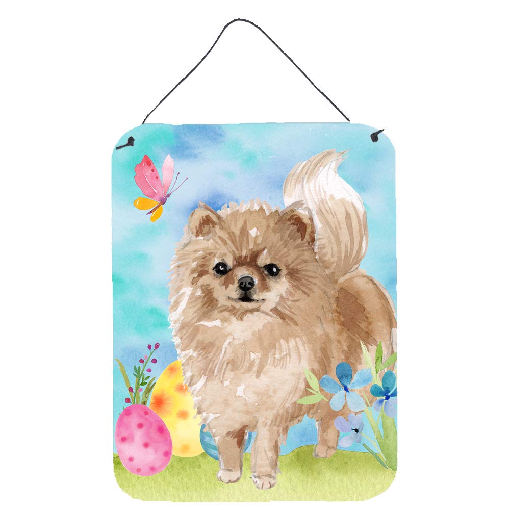 Pomeranian Easter Wall Decor - Aluminum Metal Sign for Kitchen, Bar, Bathroom, Front Door - 12x16 Inch Multicolor Home Plaque - Perfect for Holiday Decorations & Gifts