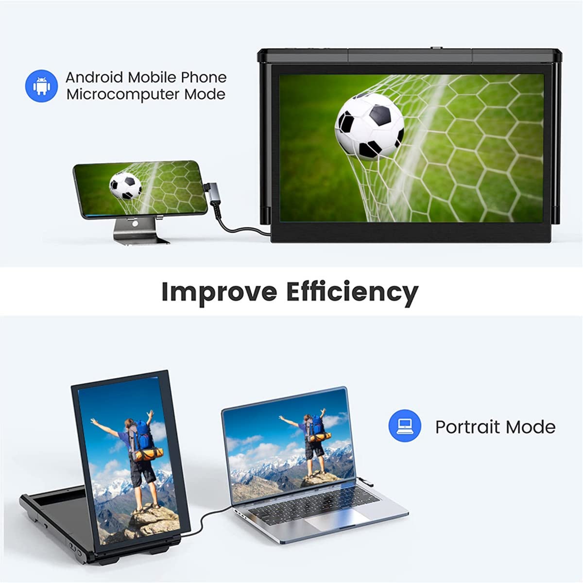 Xptieeck 12 Inch Laptop Expansion Screen - Portable External Monitor for Extended Display | Perfect for Work, Gaming & Multi-Tasking