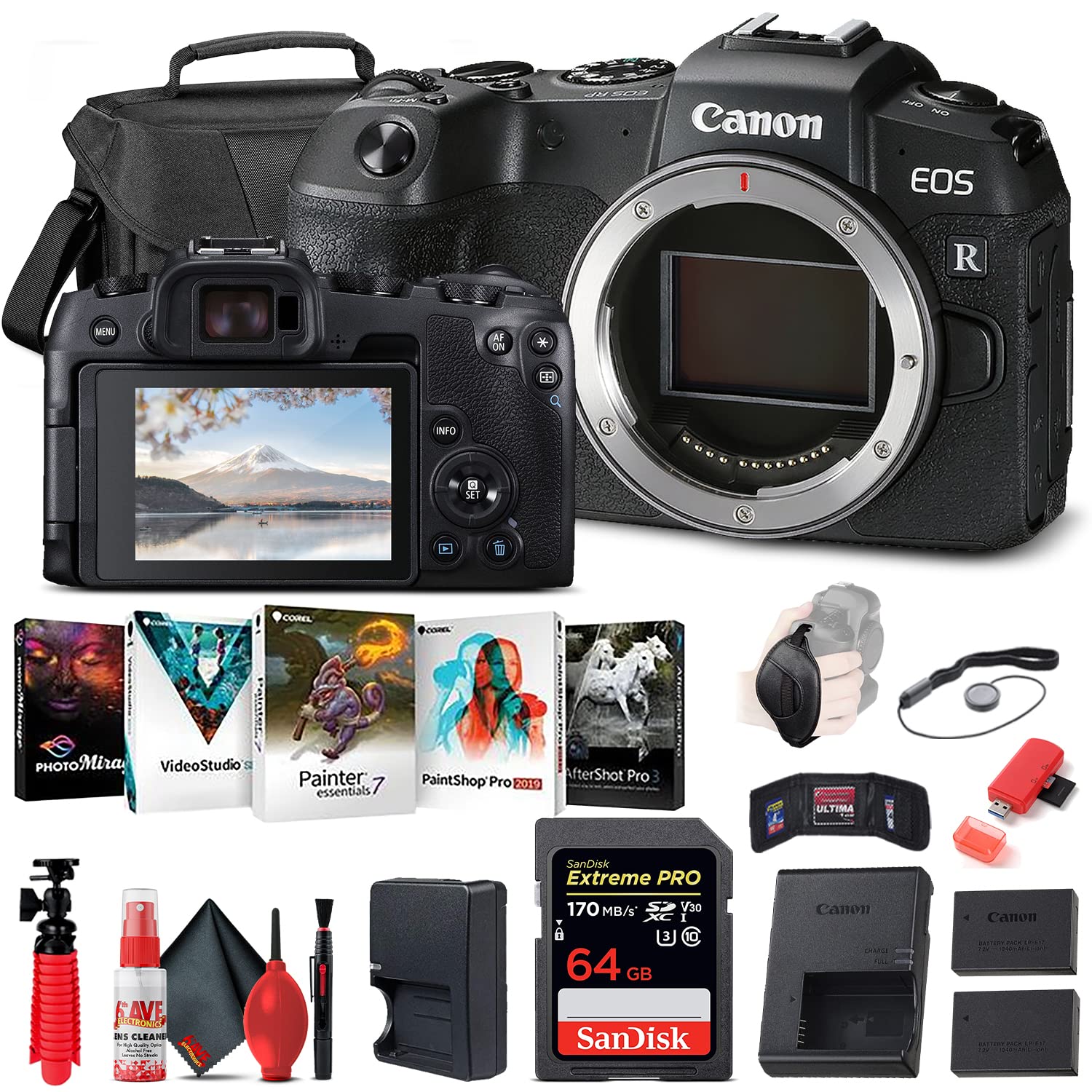 Canon EOS RP Full Frame Mirrorless Digital Camera Body with 64GB Memory Card, Case, Battery & Accessories Kit - Perfect for Travel Photography, Vlogging & Professional Shoots (Renewed)