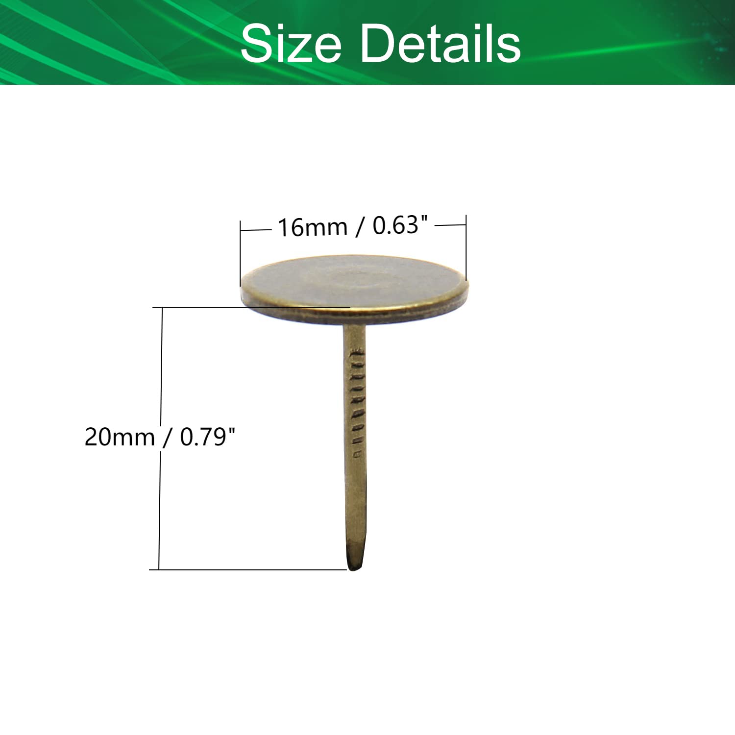 Yinpecly 16x20mm Flat Head Upholstery Nails - 150PCS Antique Green Patina Furniture Tacks for Sofa, Headboard & DIY Projects | Rustic Home Decor & Woodworking Supplies