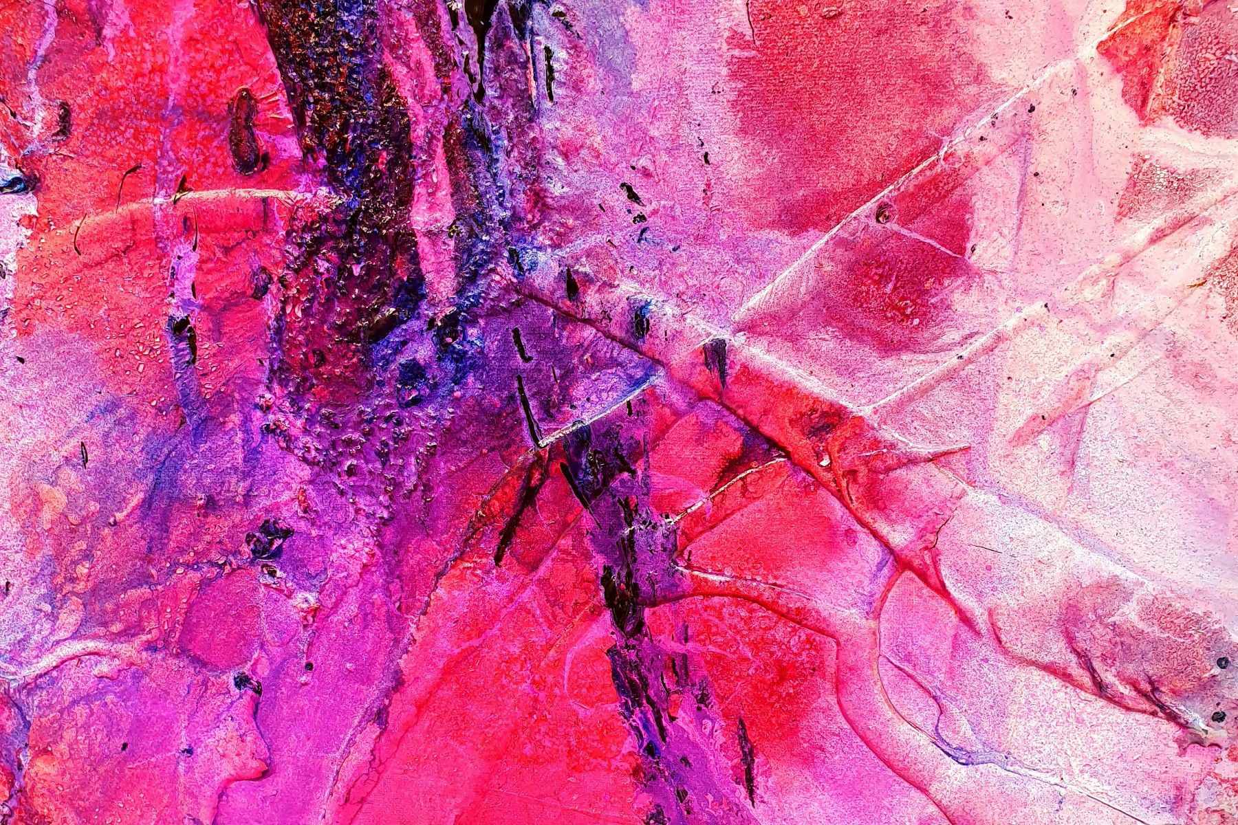 Atomic Ninja 140cm x 100cm Pink Blue Textured Abstract Canvas Art - Modern Wall Decor for Living Room, Bedroom & Office