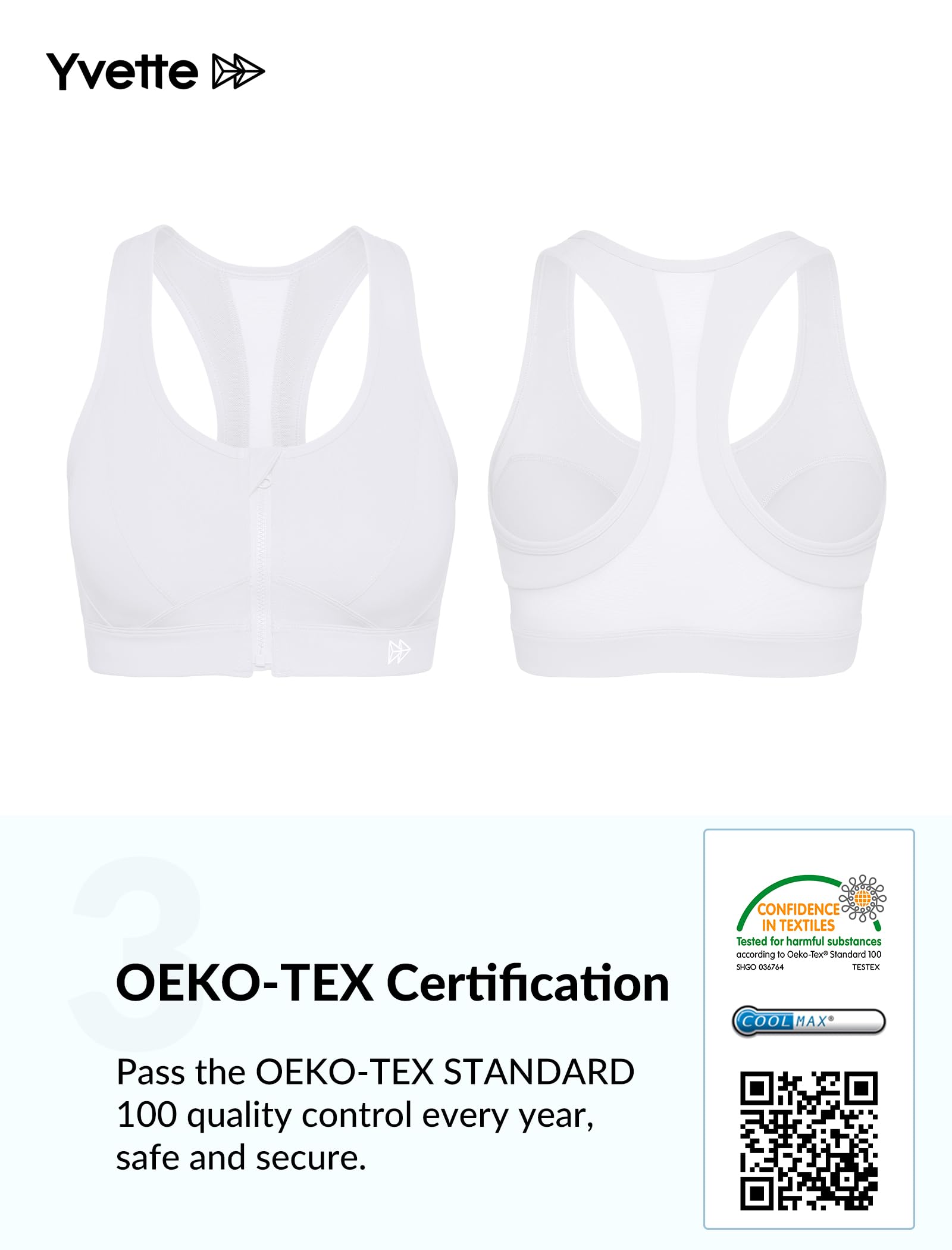 Yvette Zip Front Sports Bra for Women - High Impact Plus Size Workout Bra for Running, Fitness & Training | Supportive Athletic Top for Gym, Yoga & Active Lifestyle