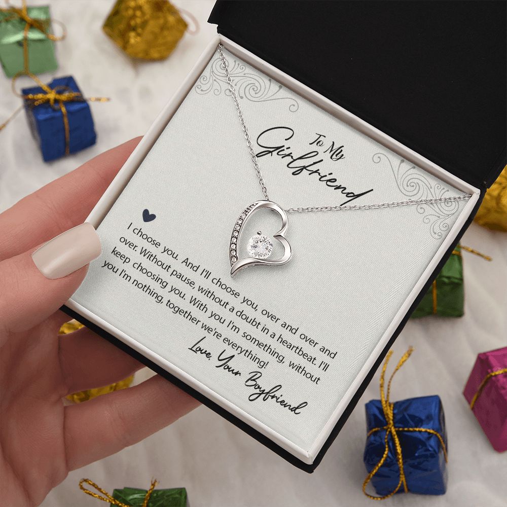 Forever Love Necklace for Girlfriend - White or Yellow Gold Romantic Gift from Boyfriend | Perfect for Anniversaries, Valentine's Day & Special Occasions