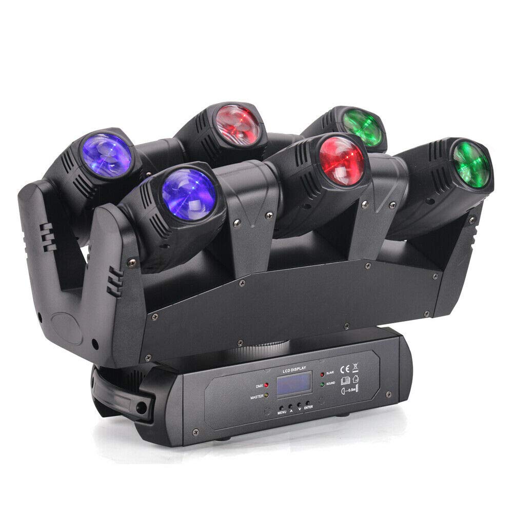 110W LED Moving Head Spider Light - 6 Head RGBW Sharpy Beam with DMX Control, Auto Pan & Tilt for DJ Stage, Nightclub, Disco Party & Professional Stage Shows | Perfect for Live Performances, Concerts and Event Lighting