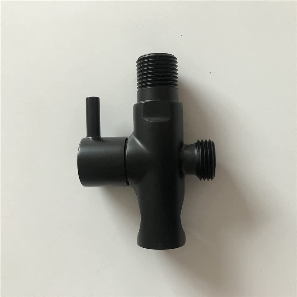 Premium Handheld Shower Head Holder with Hose Connector - Adjustable Wall Mount Shower Wand Bracket with Shut Off Valve - Matte Black Finish for Bathroom, Bidet Sprayer & Shower Handle Organization