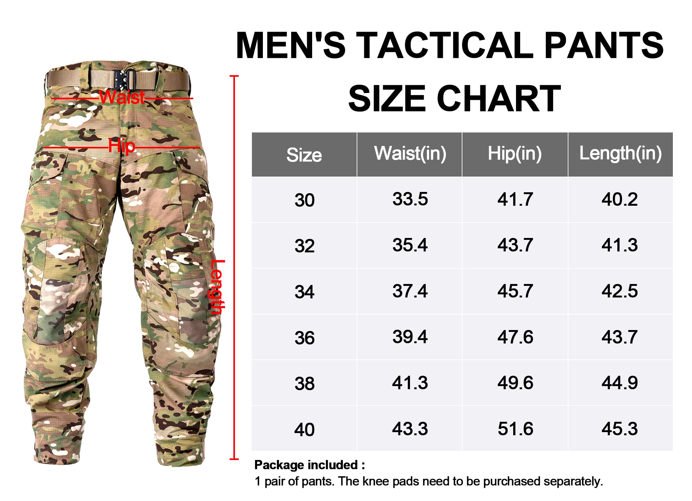 OCANXUE Men's Tactical Cargo Pants - Waterproof Camo Combat Pants for Hiking, Hunting, Paintball & Airsoft - Durable Outdoor Work Pants with Multiple Pockets - Perfect for Military, Tactical Training & Outdoor Adventures