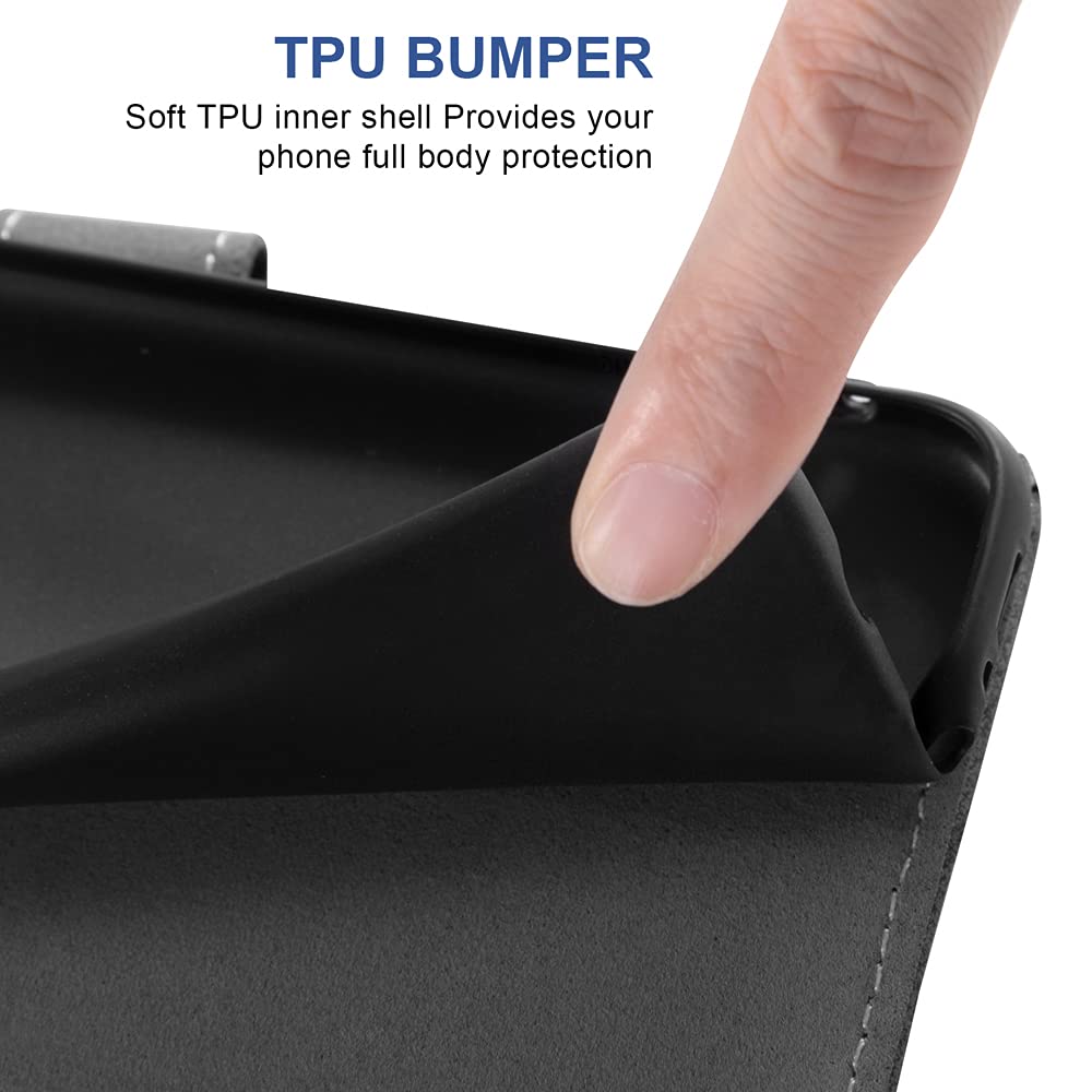Samsung Galaxy S5 Wallet Case with Card Holder & Stand - Flip Cover with Tempered Glass Screen Protector - Compatible with Galaxy S5 Neo/Galaxy 5S/GS5/G900A/G900T (Black) - Perfect for Business, Travel & Everyday Protection