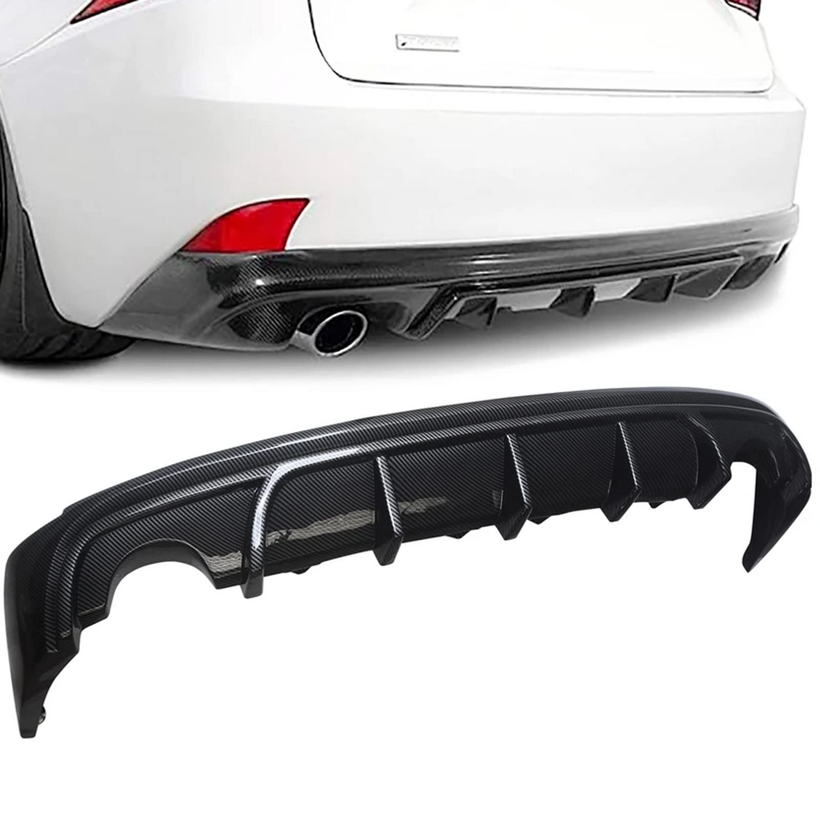 NINTE Carbon Fiber Rear Diffuser for 2014-2016 Lexus IS250 IS350 IS200t - Rear Bumper Lip Spoiler & Splitter - Enhance Style & Aerodynamics for Street & Track Performance
