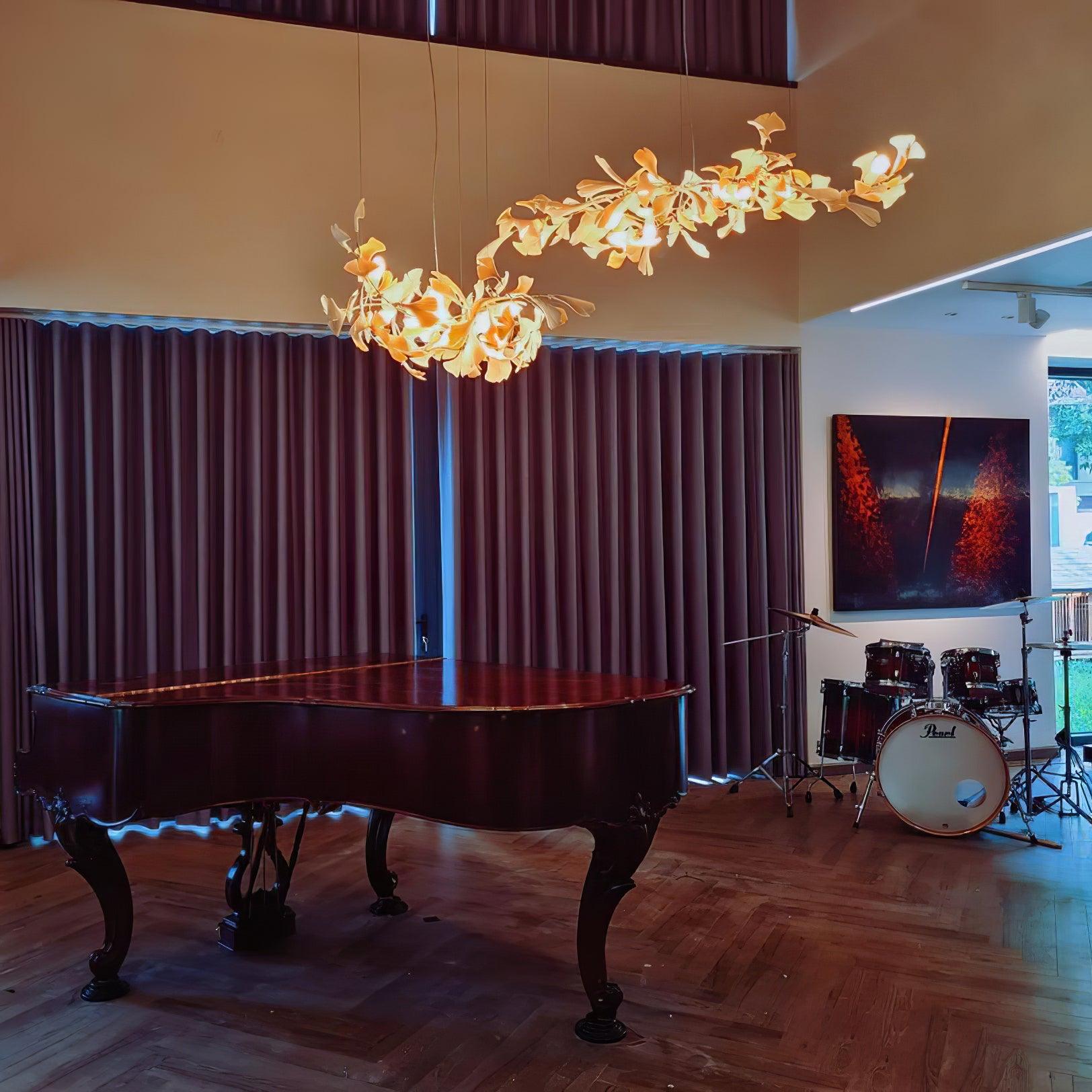 Ginkgo Leaf Chandelier - Elegant Modern Ceiling Light Fixture for Dining Room, Living Room & Bedroom Decor