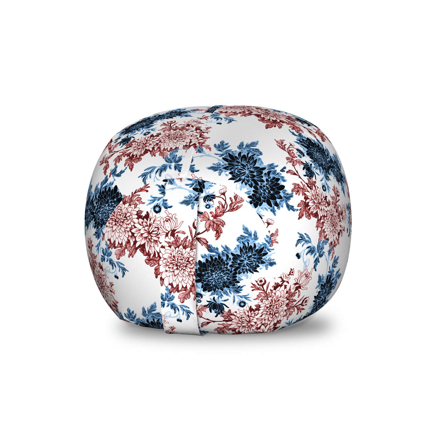 Ambesonne Floral Storage Toy Bag Chair - Vintage Bloom Pattern Stuffed Animal Organizer, Washable Small Size in Rust & Dark Blue - Perfect for Kids' Room, Nursery, and Playroom Organization