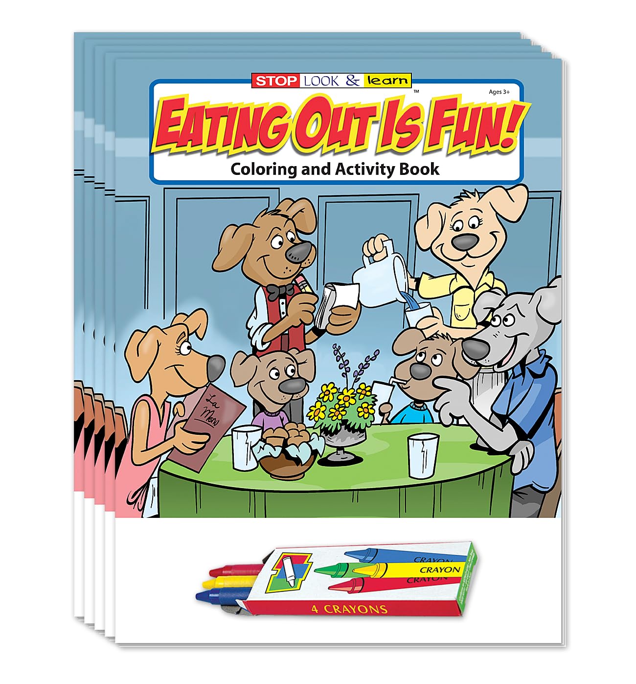 ZOCO Bulk Pack of 25 Restaurant-Themed Coloring Books with Crayons - Kids Activity Books for Dining Out, Travel & Birthday Parties - Fun Educational Gifts for Children