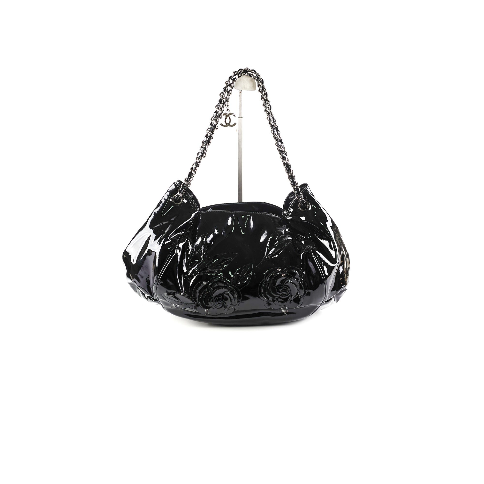 Chanel Camelia Patent Leather Tote Bag Black - Luxury Designer Handbag for Women, Perfect for Work, Travel & Everyday Use
