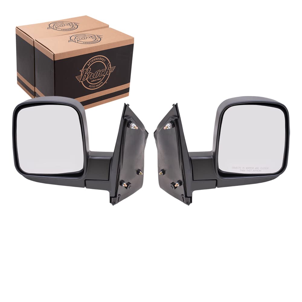 Brock Replacement Manual Side Door Mirrors - Driver & Passenger Pair Compatible with 2003-2007 Chevy Express & GMC Savana Van (Part #15937986, 15937996) - Perfect for Auto Repair, Fleet Maintenance & Van Upgrades