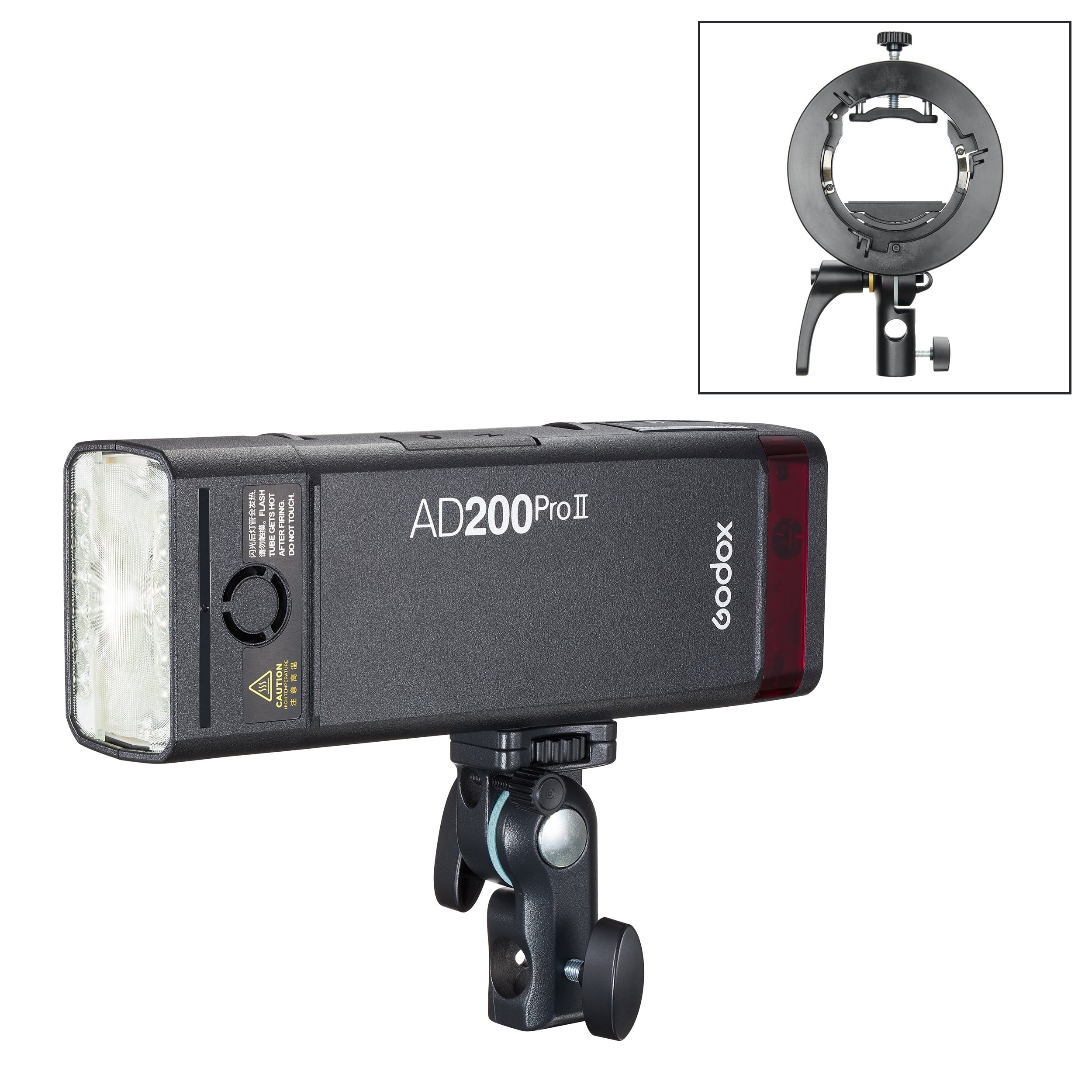 Godox AD200PROII 200Ws Battery-Powered Flash with S2 Bowens S-Type Smart Bracket - Perfect for Outdoor Portrait, Wedding, and Studio Photography