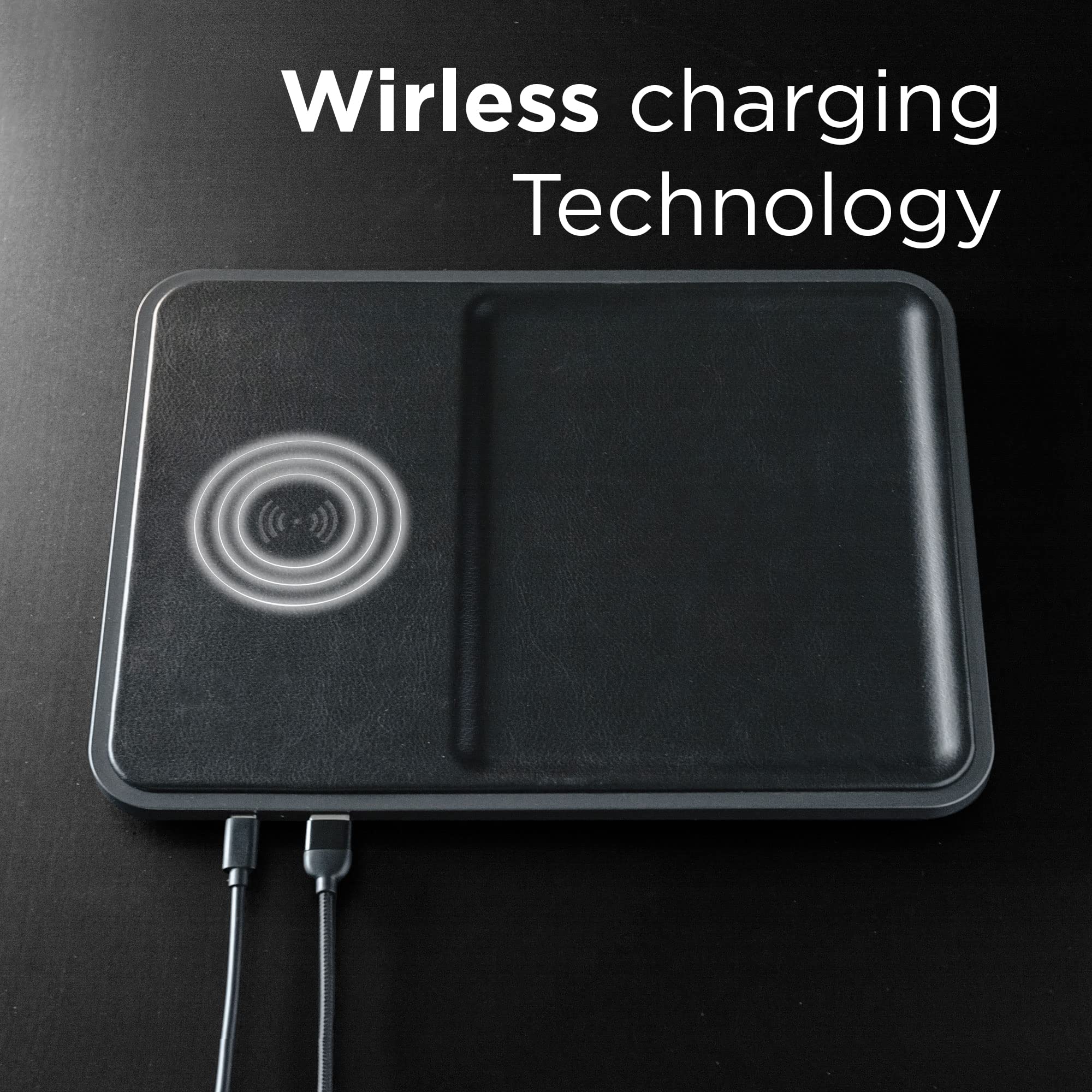 KeySmart ChargeTray Wireless Charging Station - Qi-Certified Valet Tray & EDC Organizer with Fast Charging Pad for iPhone, Android, AirPods, Smartwatch - Perfect for Home, Office, Nightstand & Travel Accessories