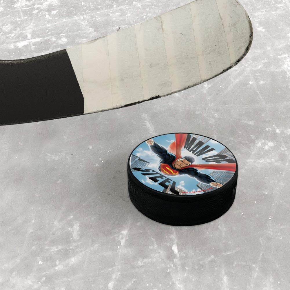 Superman Man of Steel Ice Hockey Puck - Officially Licensed DC Comics Collectible - Perfect for Hockey Fans, Superhero Collectors, and Game Room Decor