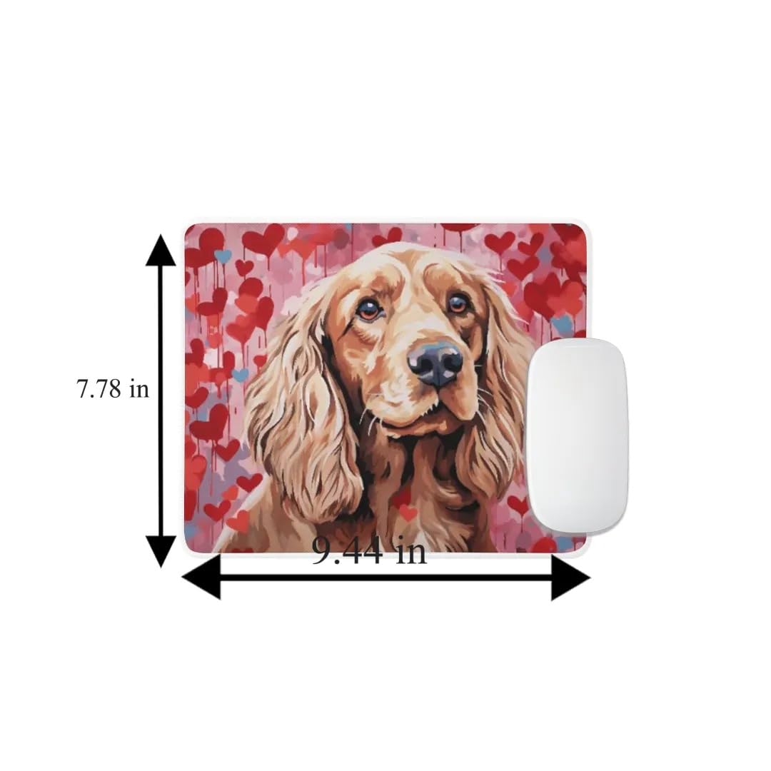 Non-Slip Rubber Mouse Pad with Cocker Spaniel & Red Hearts Design - Perfect for Home Office, Computer Desk, Laptop Use - Ideal Gift for Dog Lovers (Puppy Love Theme)