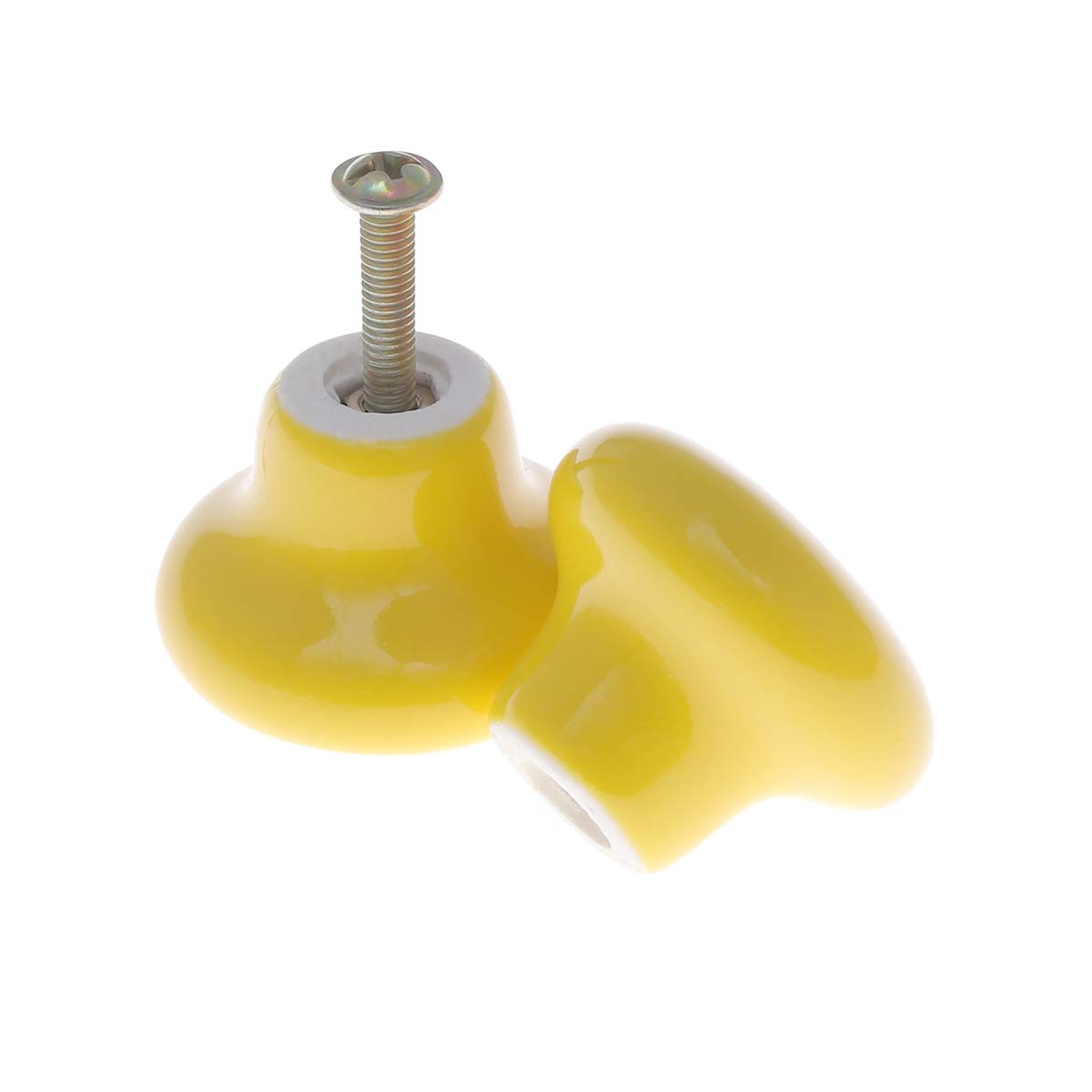 VORCOOL 5-Pack Ceramic Cabinet Knobs - Durable Round Drawer Pull Handles for Kitchen Cupboard & Furniture (Yellow) - Perfect for Home Renovation & DIY Cabinet Upgrades