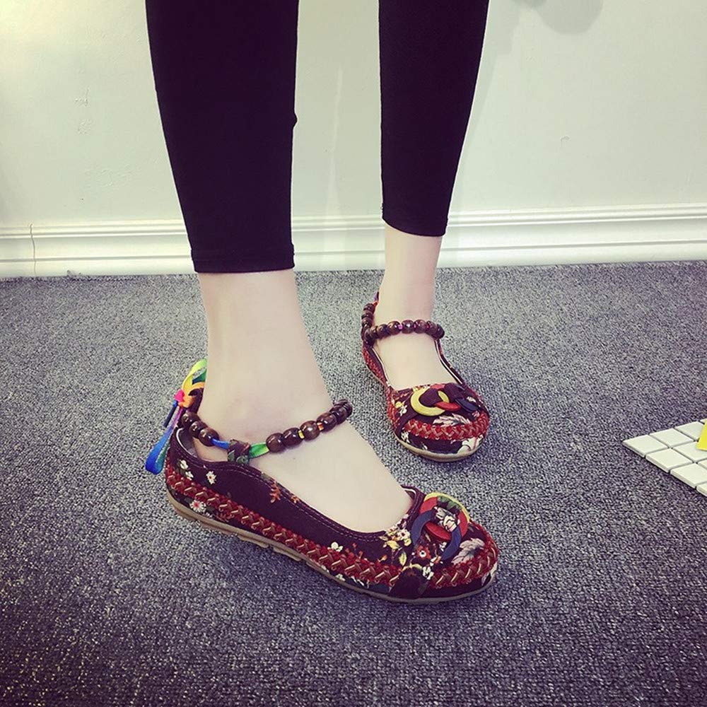 Women's Colorful Embroidered Beaded Casual Flats - Round Toe Lace-Up Shoes for Everyday Wear | Perfect for Spring Outfits, Office & Weekend Brunch