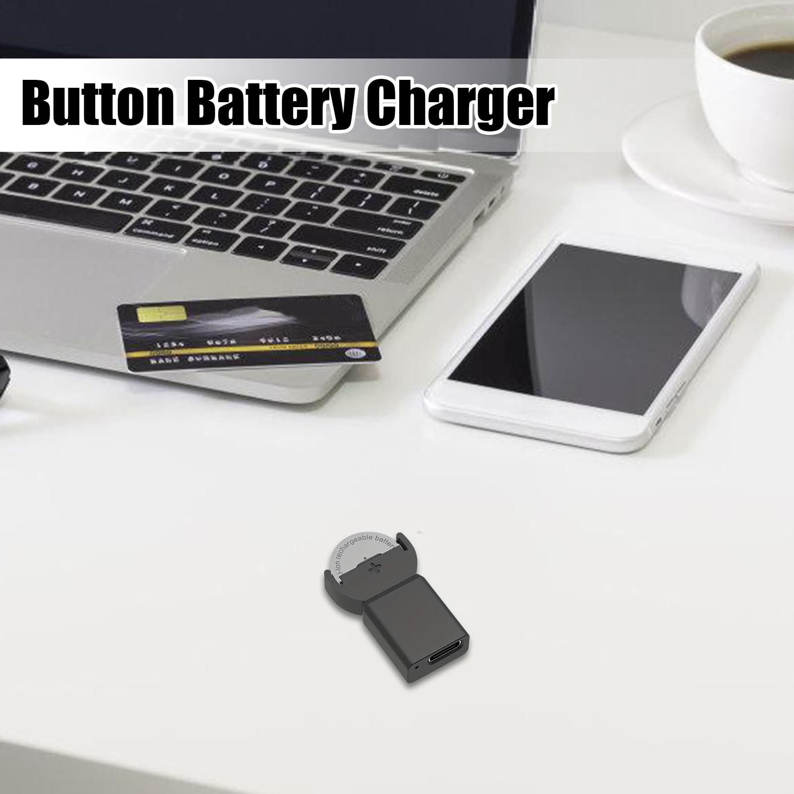 USB Coin Battery Charger with LED Light for Home & Travel
