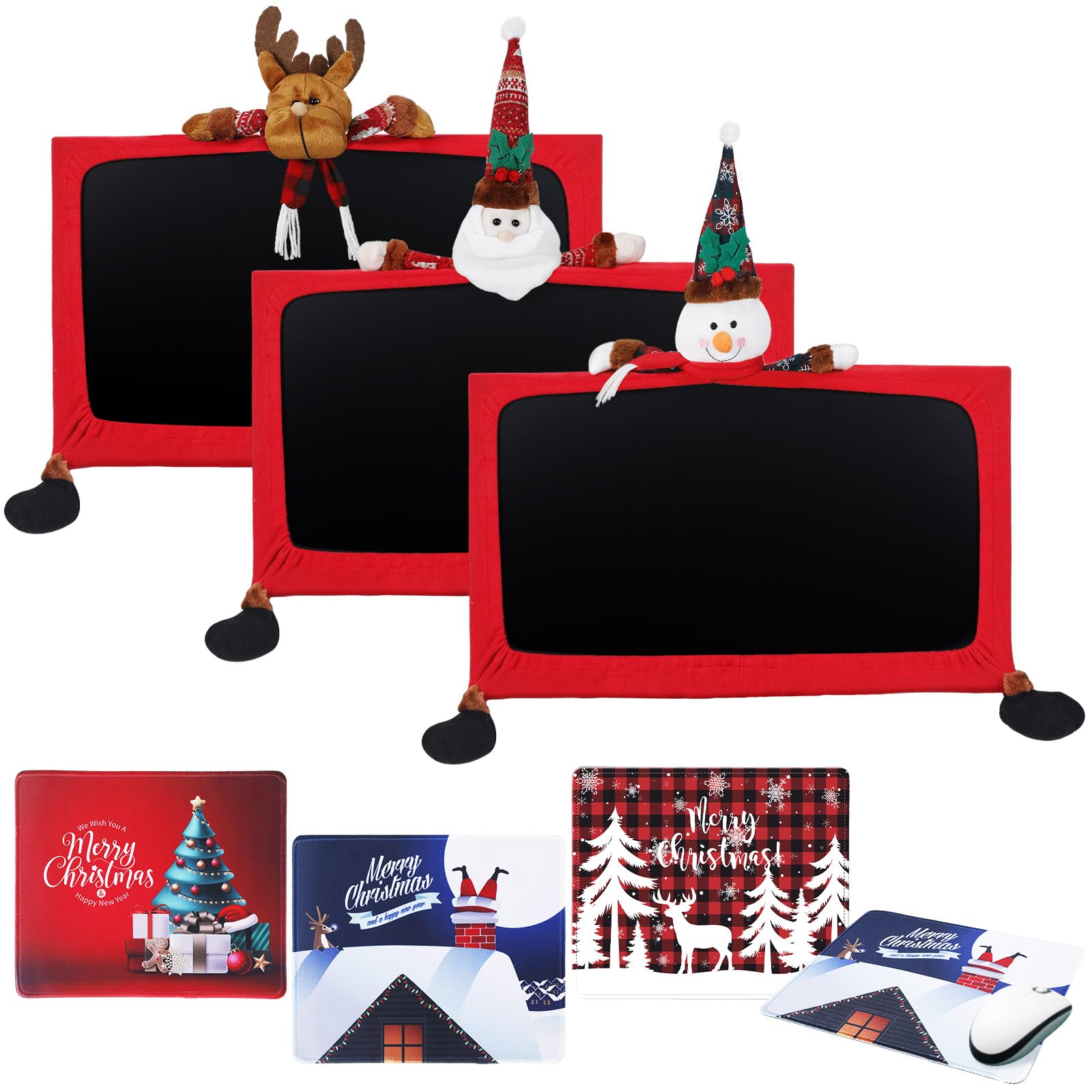 Christmas Monitor Cover & Mouse Pad Set - Home Office Decor & Gift