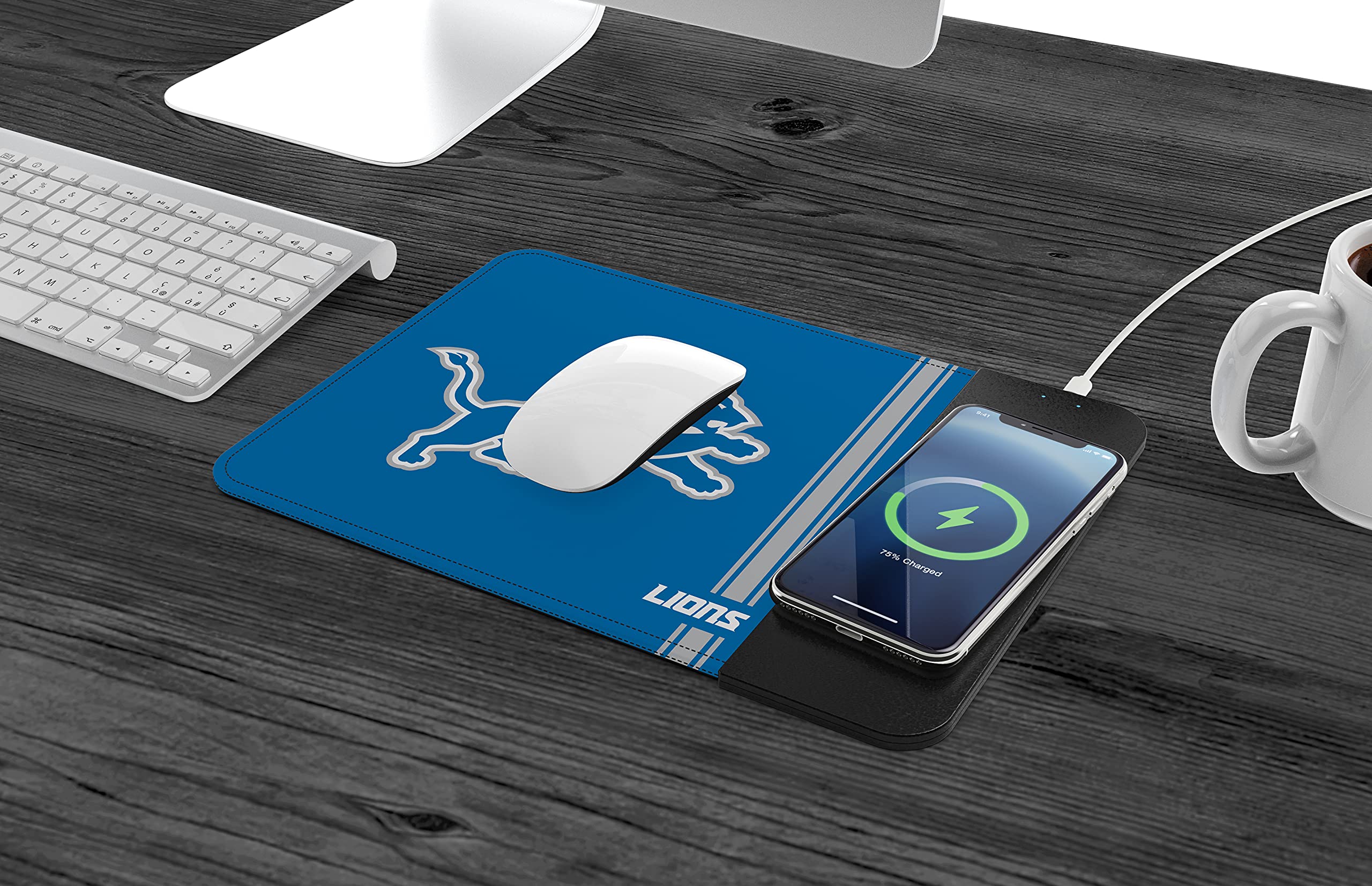 SOAR NFL Team Logo Wireless Charging Mouse Pad - Fast Qi-Compatible Charging Pad for Office & Gaming Desk Setup