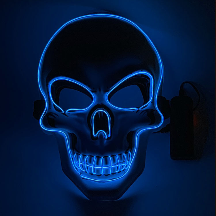 Glow in The Dark Halloween LED Light Up Mask - Scary Glowing Face Cover for Costume Parties & Trick or Treating
