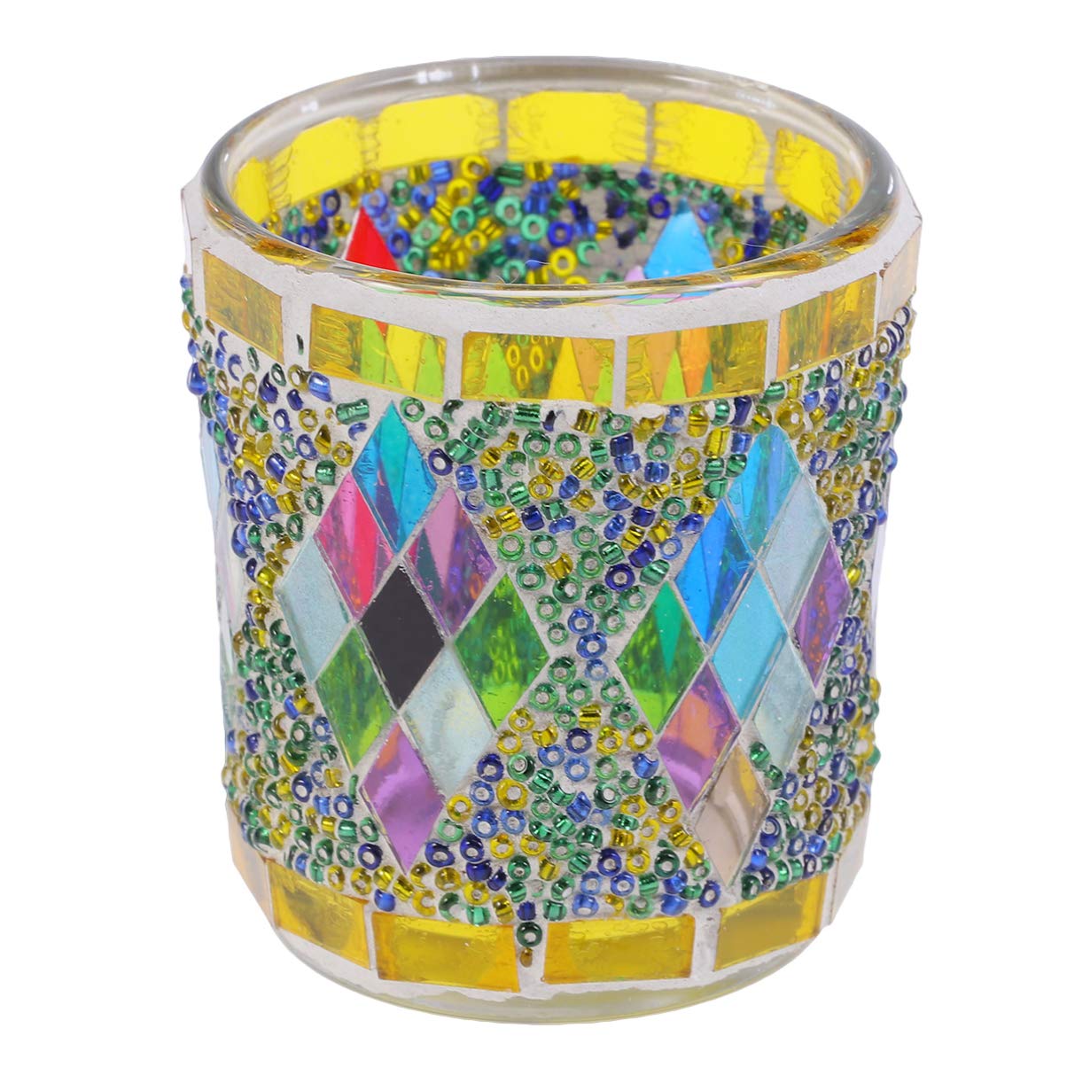 Uonlytech Mosaic Glass Tealight Candle Holder - Handmade Stained Glass Candle Cup for Scented Tea Lights - Perfect for Wedding Centerpieces, Home Decor, and Romantic Ambiance