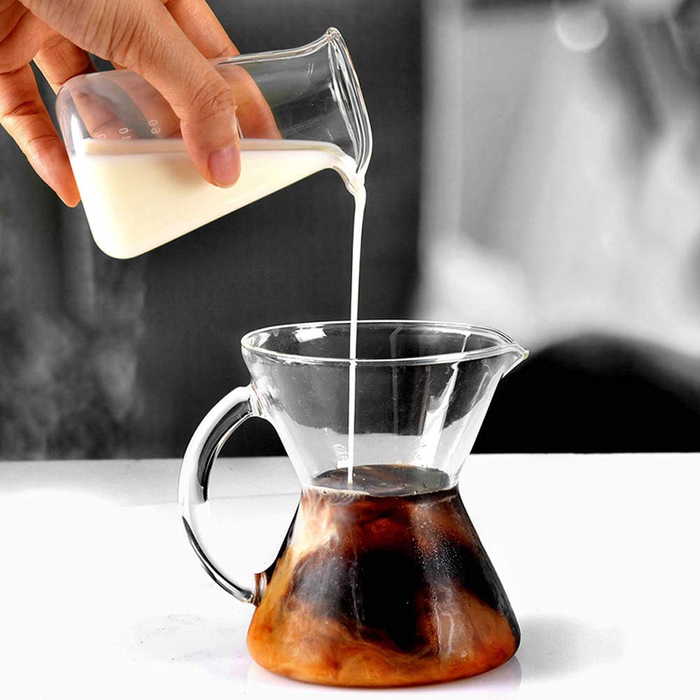 Joyzan 100ml Glass Milk Frother Cup - Heat Resistant Espresso Steaming Pitcher with Measurement Scales for Coffee, Latte & Cappuccino | Perfect for Home Baristas & Professional Coffee Shops | Ideal for Frothing Milk, Mixing Creamer & Measuring Ingredients